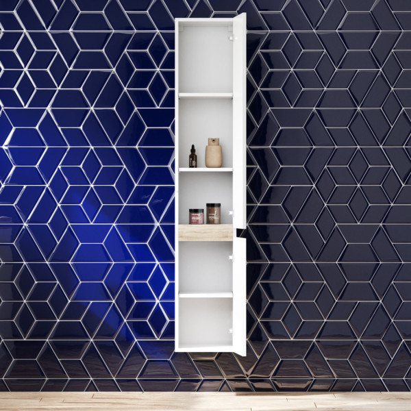 Шкаф-пенал, подвесной, правый, 30 см, белый глянец. Фото 2