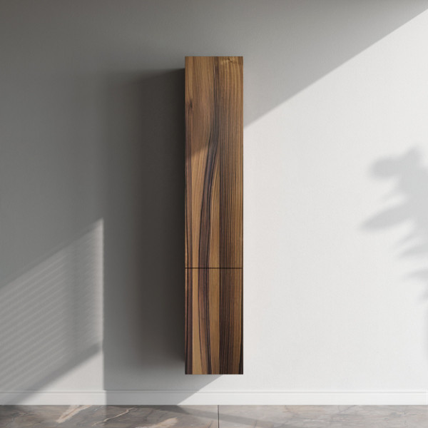 Шкаф-пенал, подвесной, правый, 30 см, двери, push-to-open, орех. Фото 1