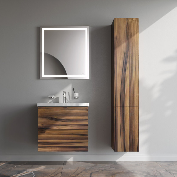 Шкаф-пенал, подвесной, правый, 30 см, двери, push-to-open, орех. Фото 3