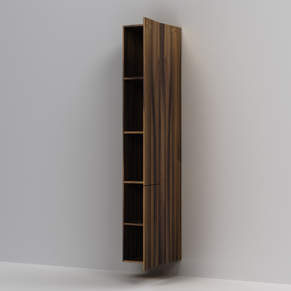 Шкаф-пенал, подвесной, правый, 30 см, двери, push-to-open, орех. Фото 6