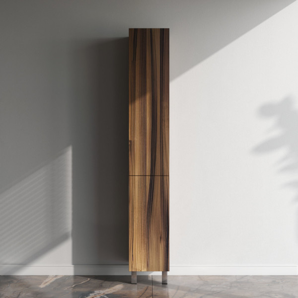 Шкаф-перал, напольный, левый, 30 см, двери, push-to-open, орех. Фото 1