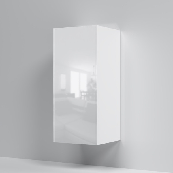 Шкаф с полками 40 см, высота 90 см, белый глянец, универсальный. Фото 2