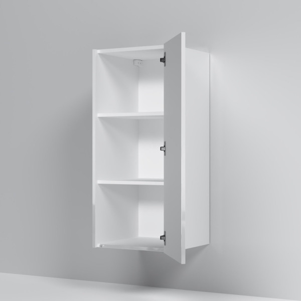 Шкаф с полками 40 см, высота 90 см, белый глянец, универсальный. Фото 3