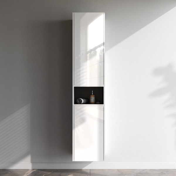 Шкаф с полками 40 см, высота 90 см, белый глянец, универсальный. Фото 4