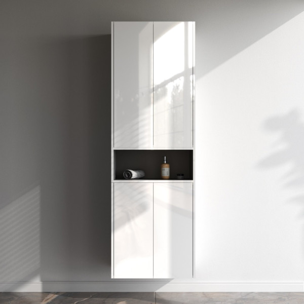 Шкаф с полками 60 см, высота 70 см, белый глянец, универсальный. Фото 4