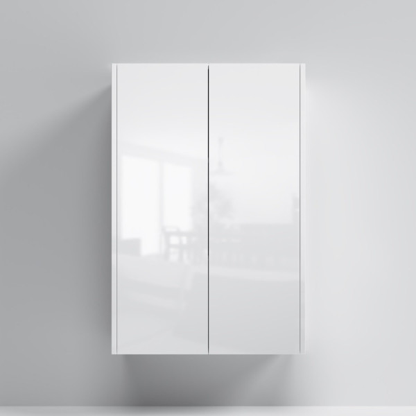 Шкаф с полками 60 см, высота 90 см, белый глянец, универсальный. Фото 1