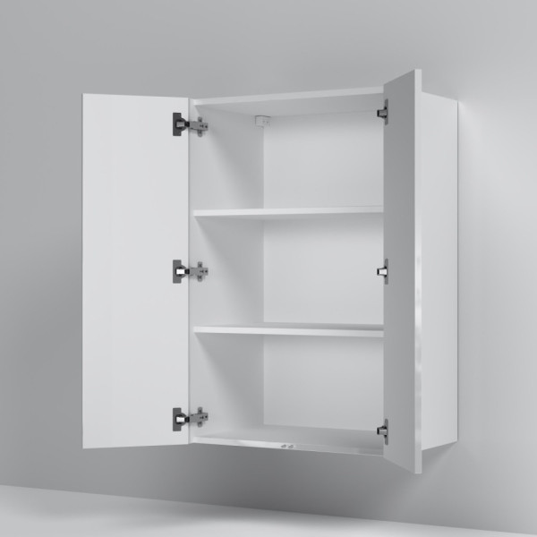 Шкаф с полками 60 см, высота 90 см, белый глянец, универсальный. Фото 3