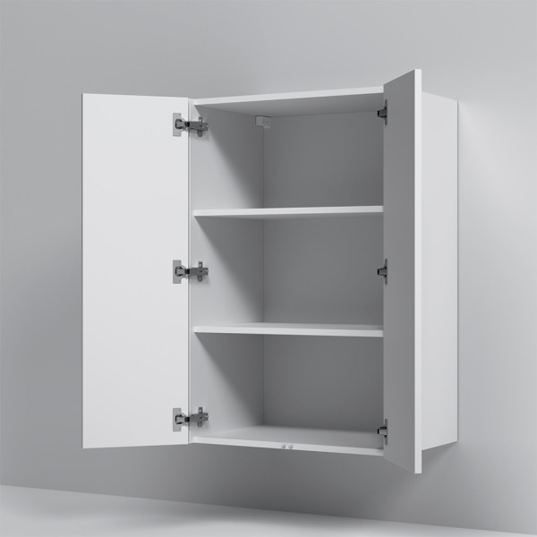 Шкаф с полками 60 см, высота 90 см, белый матовый, универсальный. Фото 3