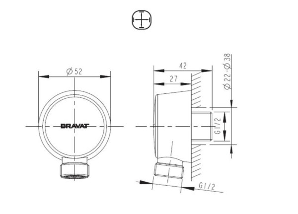 Шланговое подключение Bravat P7402C-2-RUS, хром. Фото 2