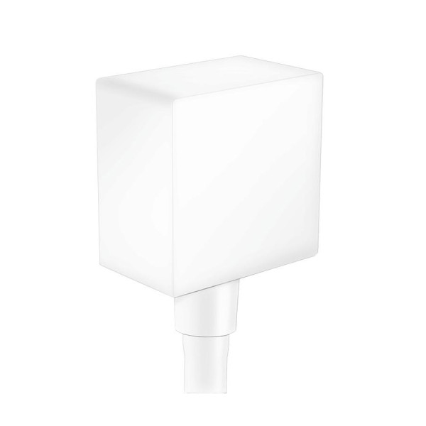 Шланговое подсоединение Hansgrohe FixFit Square с клапаном обратного тока, матовый белый (26455700). Фото 1