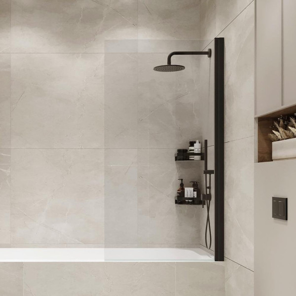 Шторка на ванну распашная Terminus Ното 150х70, черный. Фото 1