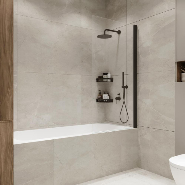 Шторка на ванну распашная Terminus Ното 150х70, черный. Фото 4