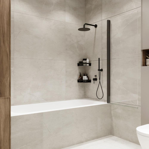 Шторка на ванну распашная Terminus Ното 150х70, черный. Фото 5