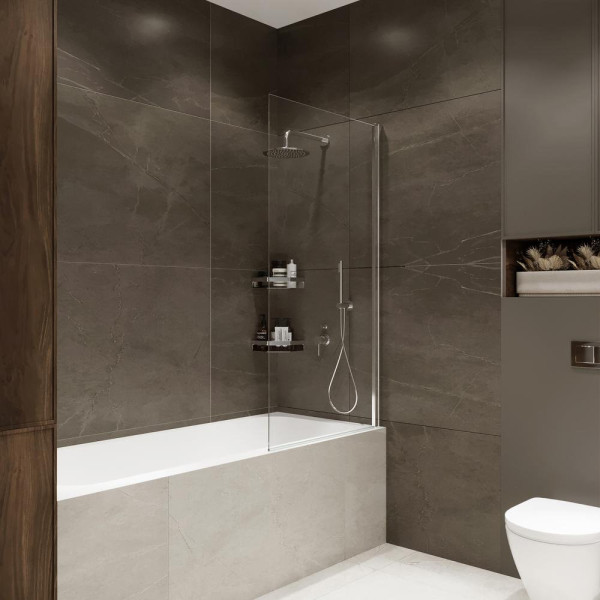 Шторка на ванну распашная Terminus Ното 150х70, хром. Фото 5