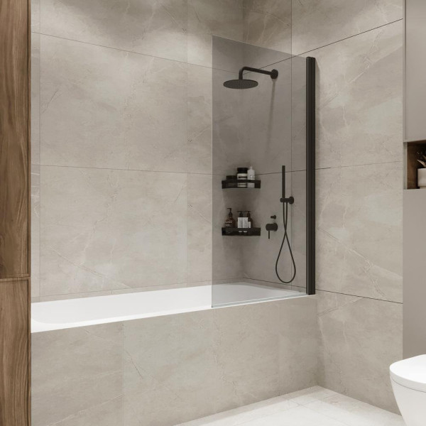 Шторка на ванну распашная Terminus Ното 150х70 тонированная, черный. Фото 4