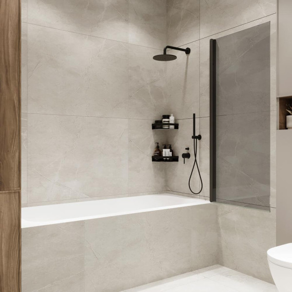 Шторка на ванну распашная Terminus Ното 150х70 тонированная, черный. Фото 5