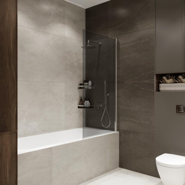 Шторка на ванну распашная Terminus Ното 150х70 тонированная, хром. Фото 3