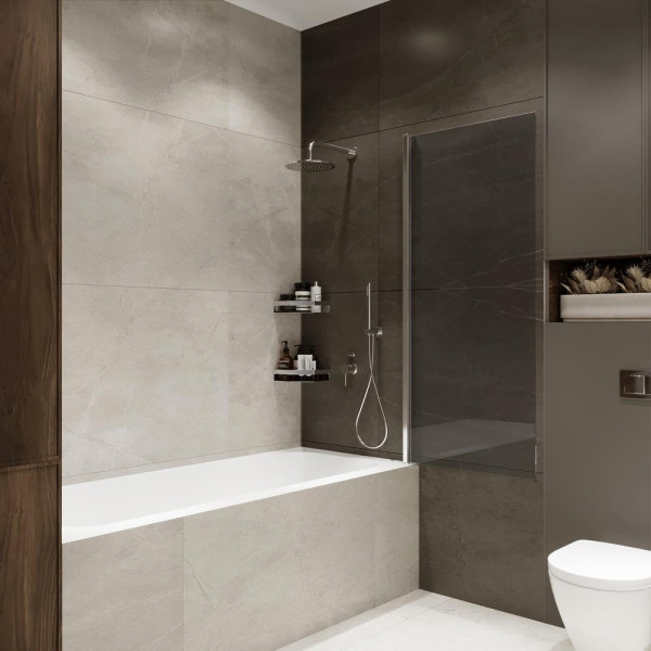 Шторка на ванну распашная Terminus Ното 150х70 тонированная, хром. Фото 4