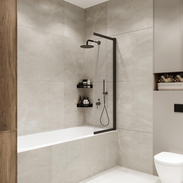 Шторка на ванну слайдер Terminus Ното 150х90, черный. Фото 3