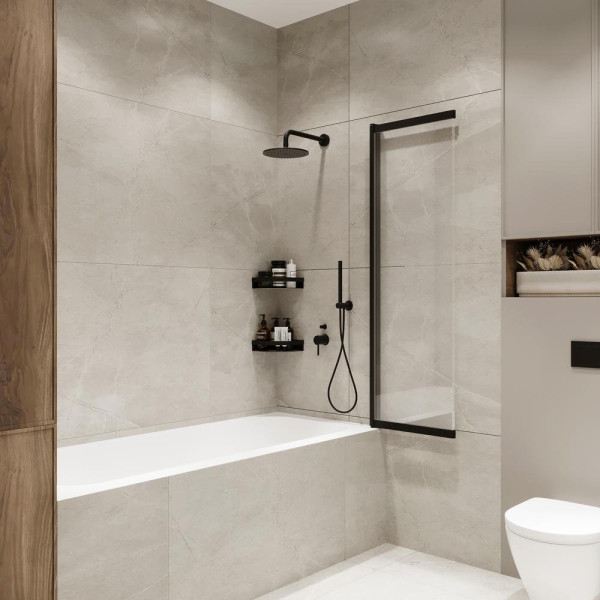 Шторка на ванну слайдер Terminus Ното 150х90, черный. Фото 4