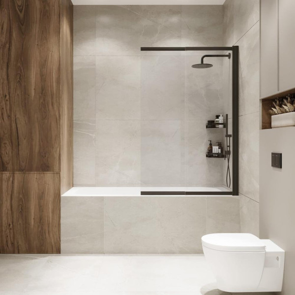 Шторка на ванну слайдер Terminus Ното 150х90, черный. Фото 5