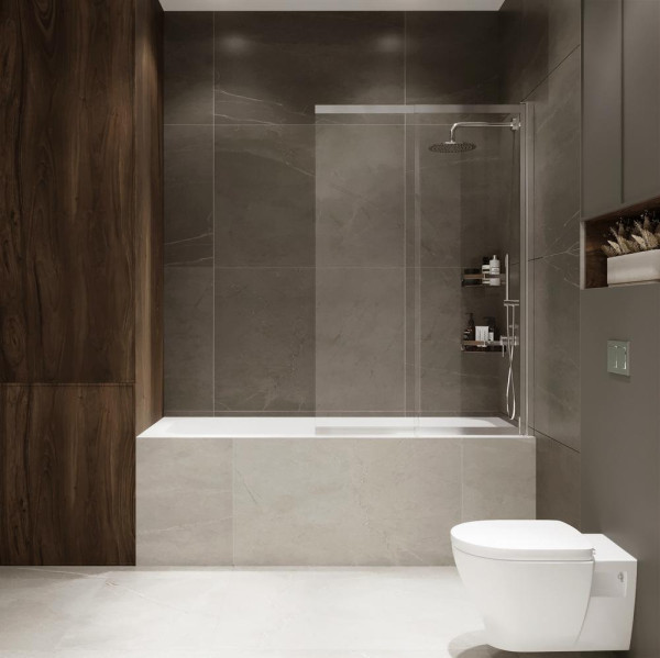 Шторка на ванну слайдер Terminus Ното 150х90, хром. Фото 1