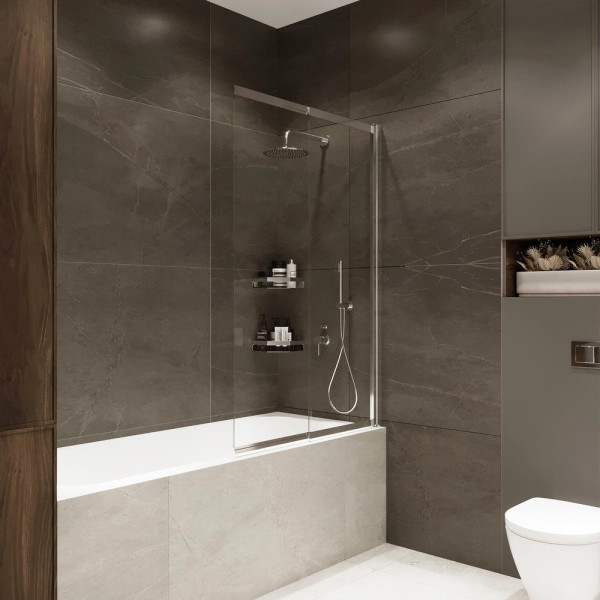 Шторка на ванну слайдер Terminus Ното 150х90, хром. Фото 3