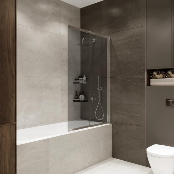 Шторка на ванну слайдер Terminus Ното 150х90 тонированная, хром. Фото 3