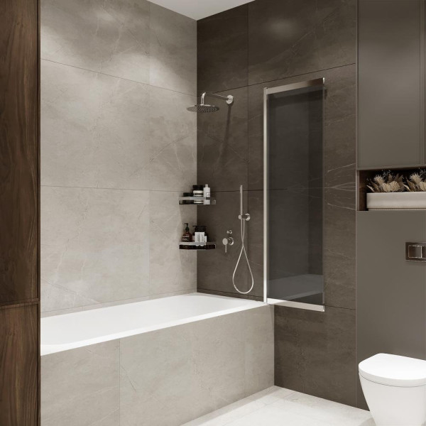 Шторка на ванну слайдер Terminus Ното 150х90 тонированная, хром. Фото 5