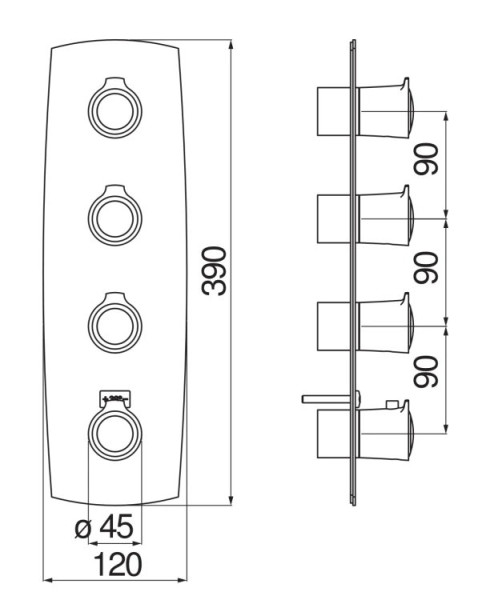 SI98104BR SOFI термостатический смеситель для ванны 4 выхода (внешняя часть), бронза. Фото 2