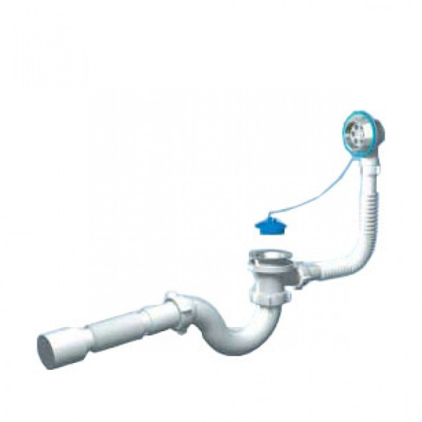 Сифон АНИ для ванны S тип., 1 1/2"х40/50, нерж. вып. и пер. (Е151). Фото 1
