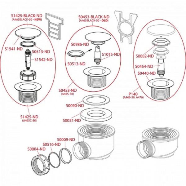 Сифон для душевого поддона click/clack, арт. A465BLACK-50. Фото 3