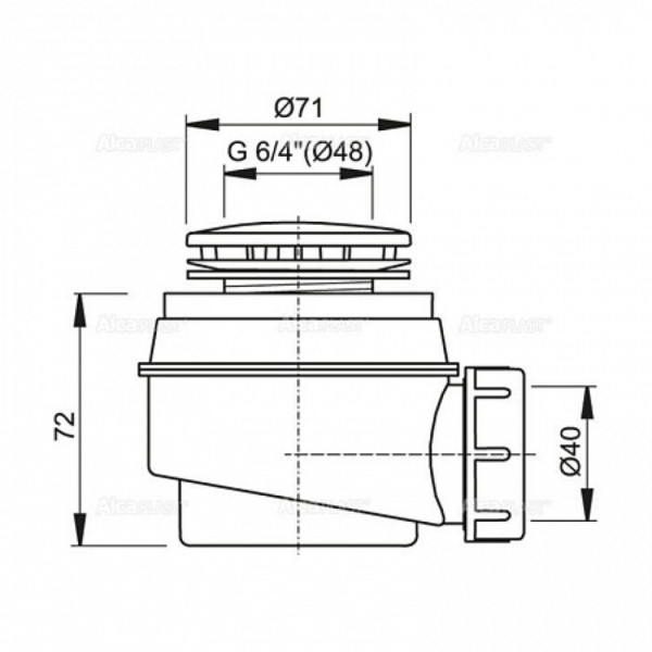 Сифон для душевого поддона хромированный, арт. A47CR-50. Фото 2
