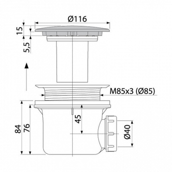 Сифон для душевого поддона, металл LUX под бронзу, арт. A49ANTIC. Фото 2
