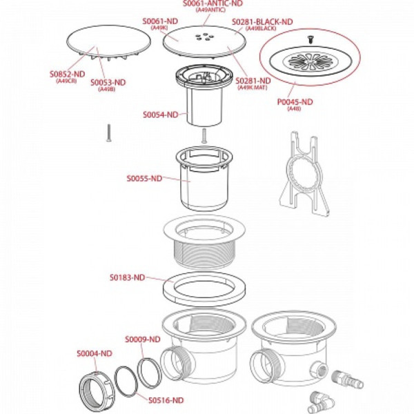 Сифон для душевого поддона, металл LUX под бронзу, арт. A49ANTIC. Фото 3