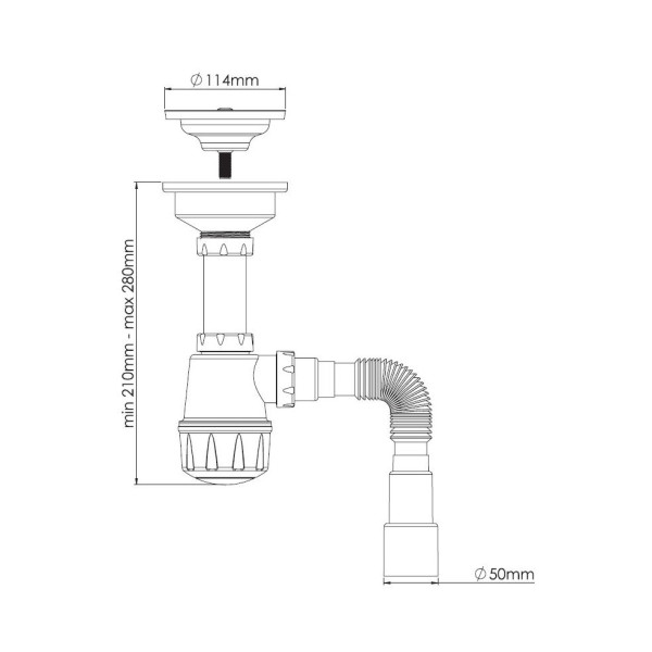 Сифон для кухонной мойки Nova NV1042, большая колба. Фото 2