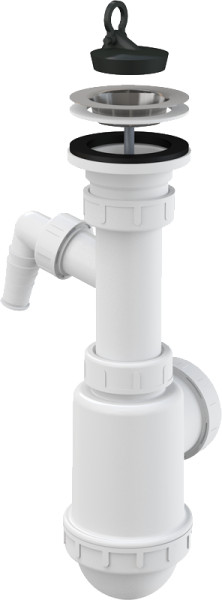 Сифон для мойки Alcadrain с нержавеющей решеткой и штуцером (A441P -DN50/40). Фото 1