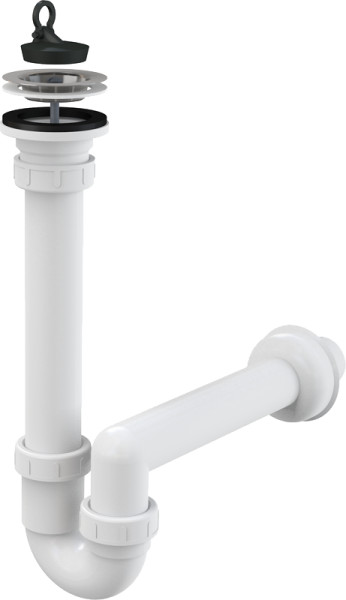 Сифон для мойки Alcadrain трубчатый 40 мм, с нержавеющей peшeткой 70 мм (A800). Фото 1