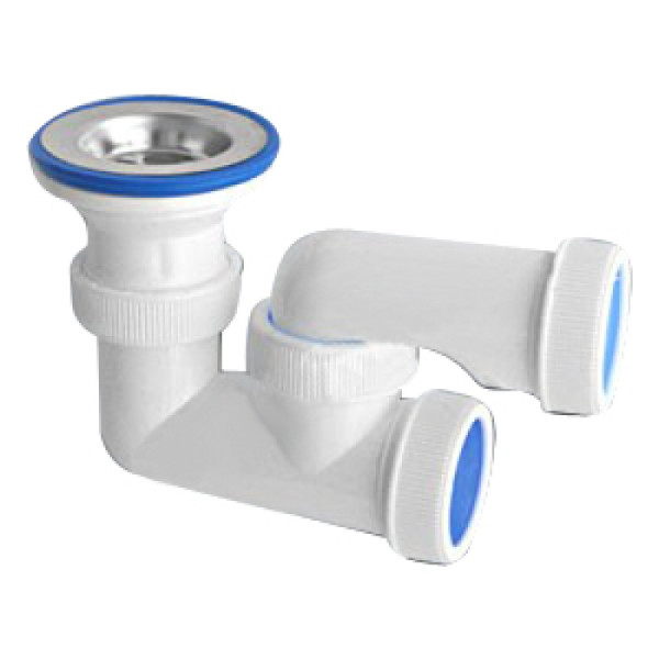 Сифон для поддона "УНИВЕРСАЛ" Белый нерж.вып. (арт.246). Фото 1