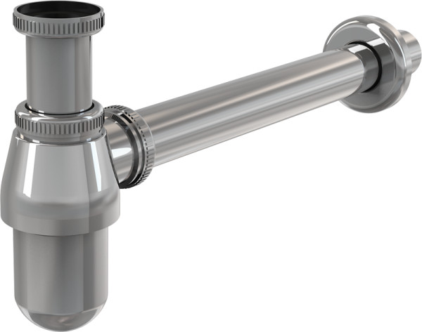 Сифон для раковины Alcadrain 32 мм, цельнометаллический, с накидной гайкой 5/4", хром (A431). Фото 1