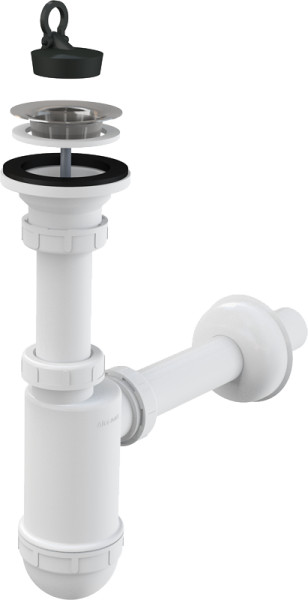 Сифон для раковины Alcadrain 32 мм, с нержавеющей peшeткой 63 мм (A411). Фото 1