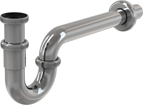 Сифон для раковины Alcadrain 32 мм, U-форма, цельнометаллический, с накидной гайкой 5/4", хром (A432). Фото 1