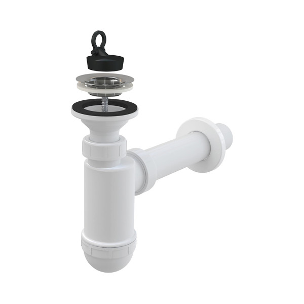 Сифон для раковины Alcadrain Ø40 с нержавеющей peшeткой Ø63 (AG210512140). Фото 1