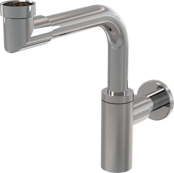 Сифон для раковины Alcadrain DESIGN 32 мм, цельнометаллический, экономящий пространство, хром (A403). Фото 1