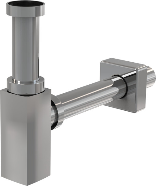 Сифон для раковины Alcadrain DESIGN 32 мм, цельнометаллический, квадратный, хром (A401). Фото 1