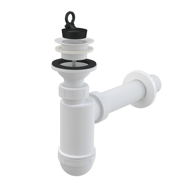 Сифон для раковины Alcadrain DN40 с пластмассовой peшeткой DN63 (A42). Фото 1