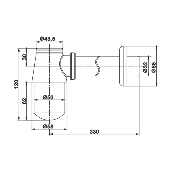 Сифон для раковины Rose RS21, хром. Фото 2