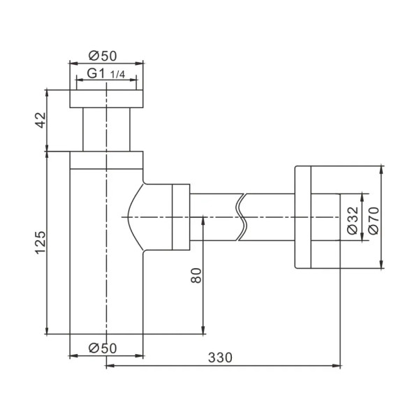 Сифон для раковины Rose RS22H, черный. Фото 2