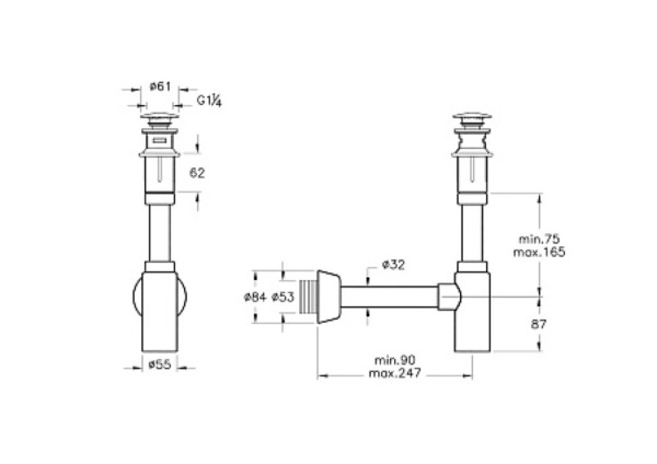 Сифон для раковины с донным клапаном VITRA Syphon A45154, хром. Фото 3