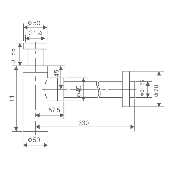 Сифон для раковины Savol S-LSQ01, хром. Фото 2